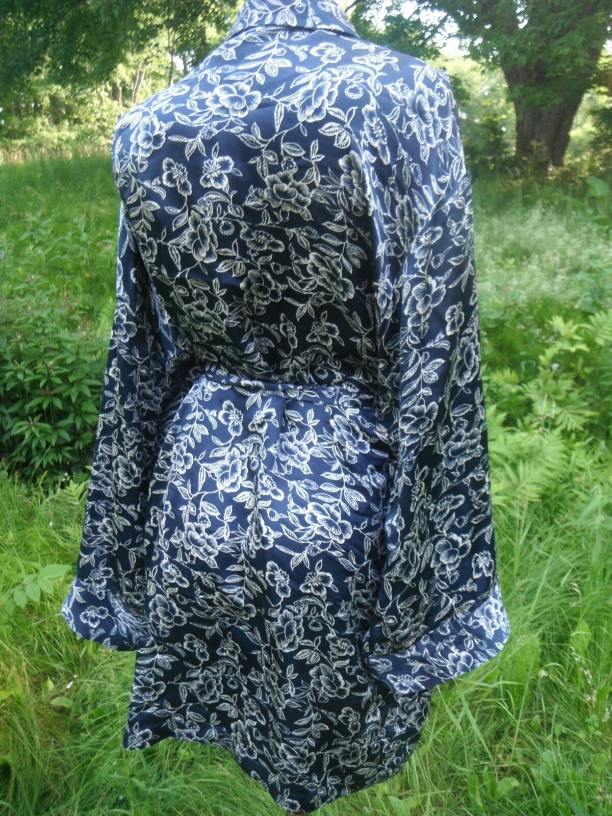 SPLENDIDA For LA SENZA 100% silk wrap style robe HIPPIE FLORAL lounge wear L