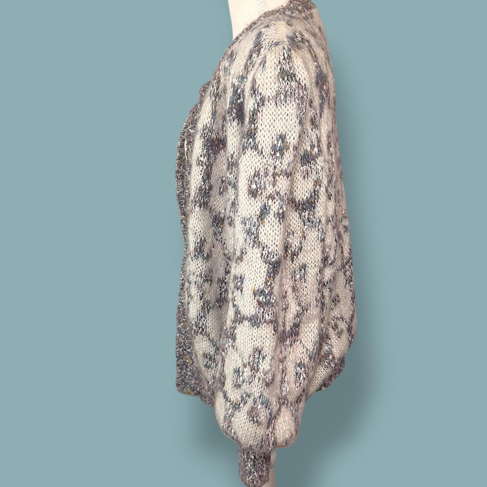 Vintage 80’s Rochelle California Chunky Floral Cardigan atomic Fleck Grandmacore
