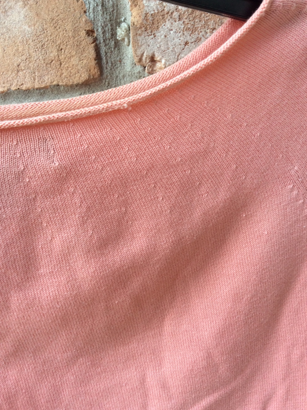 VTG 80s DKNY Donna Karan NY Dusty Peach Sweater Sz S/P PETITE Cotton Rolled Hem