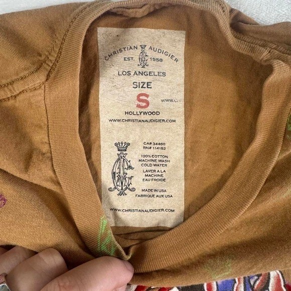 Rare Christian Audigier Ed Hardy tan casket graphic top y2k vintage grunge