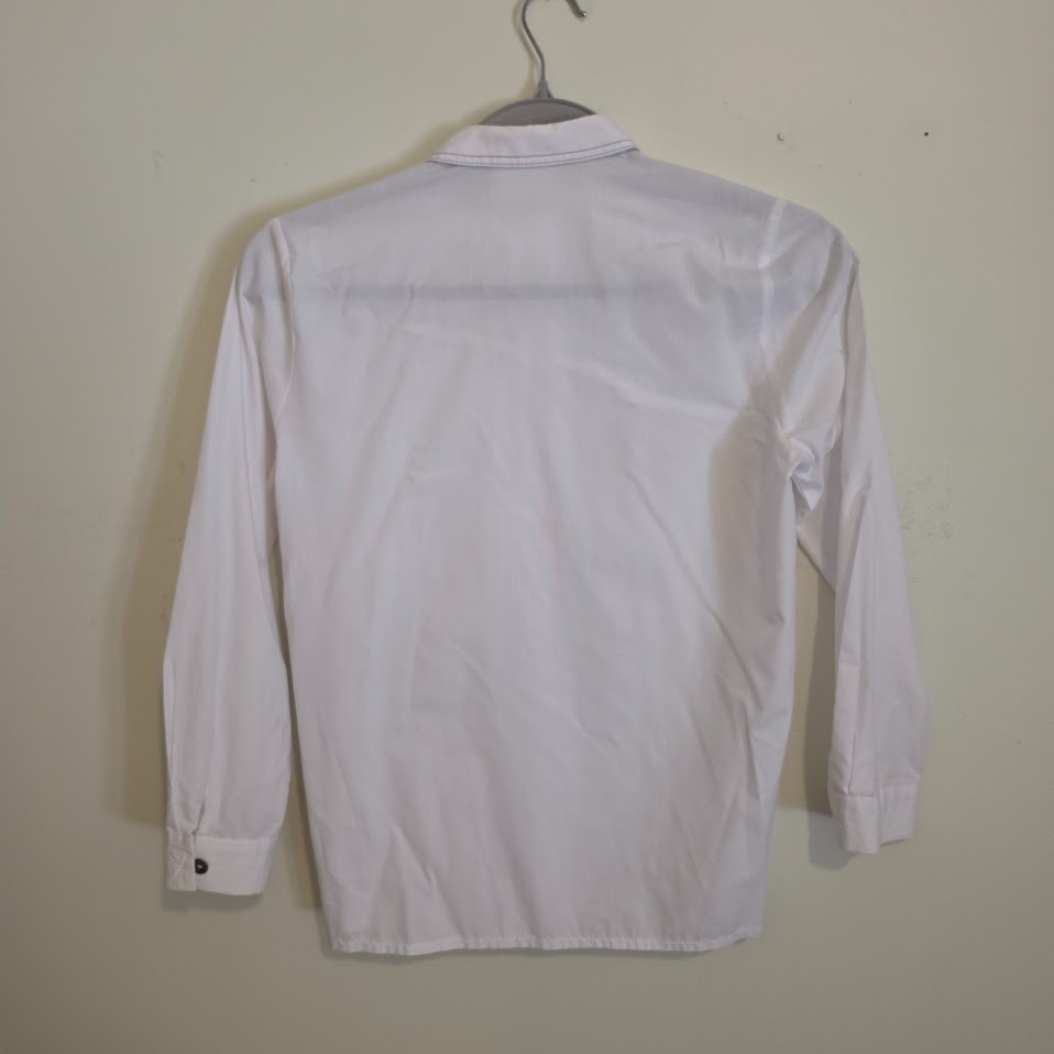 Vintage Hagro Country Trachten Blouse White Edelwiess Pewter Buttons Sz 14/Med