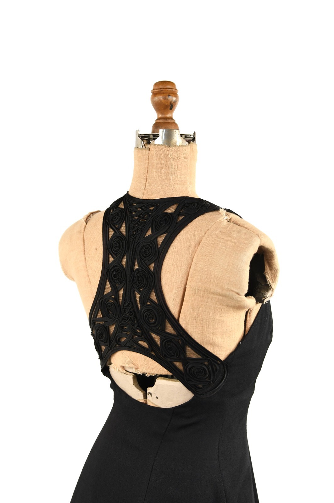 Vintage 90s Jessica McClintock Gunne Sax Black Crepe Sheer Back Cocktail Dress S