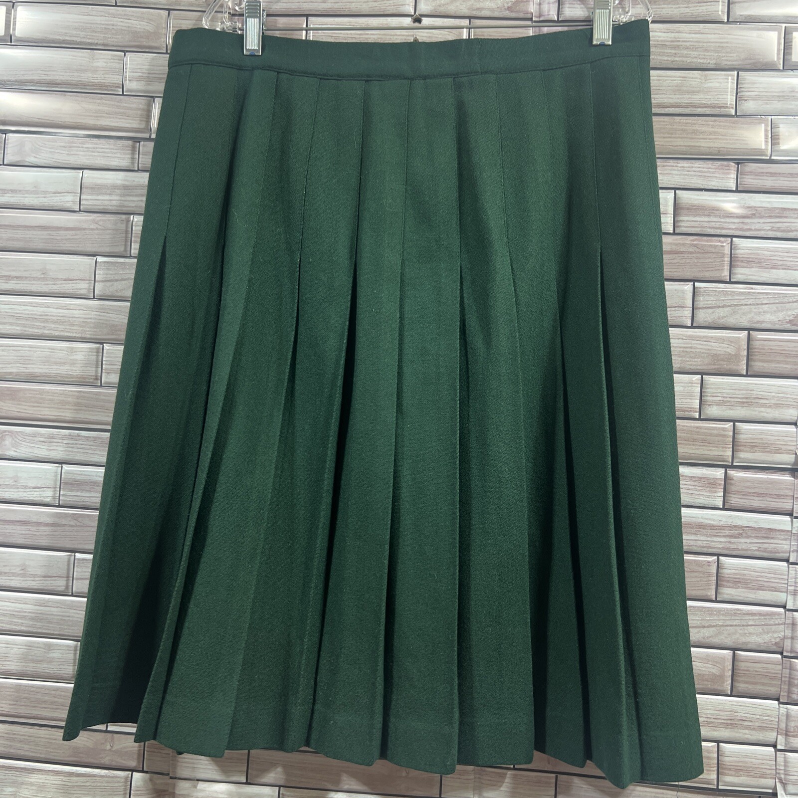 Wardrobe Maker 100% wool womens green jacket blazer pleated skirt 80s Vintage