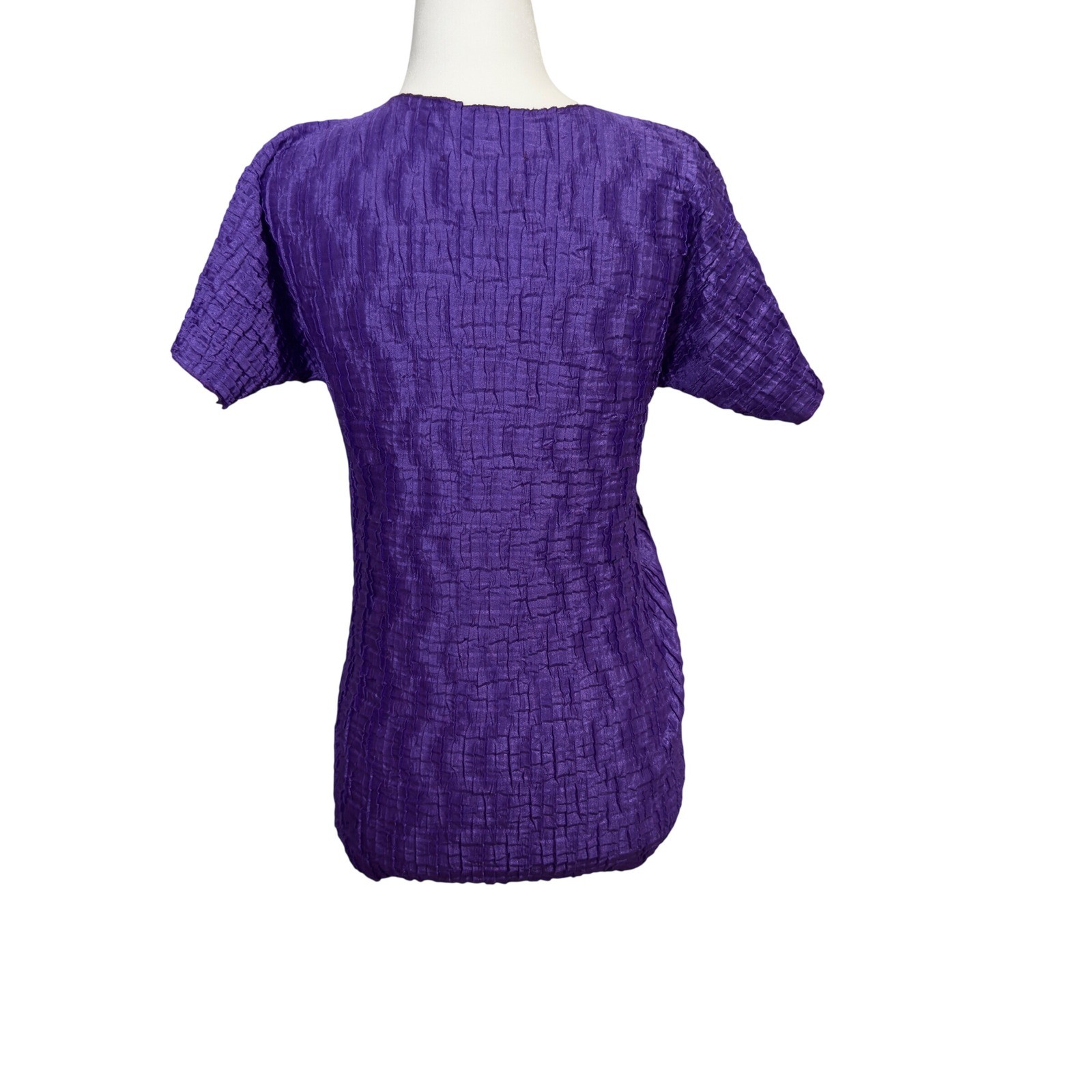 Vintage Michele Michelle Purple Popcorn Crinkle Stretch Top Made in USA