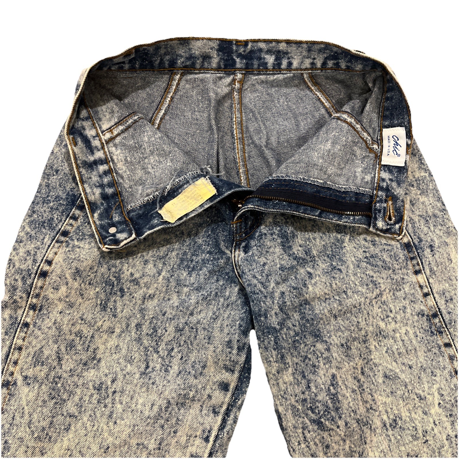 VTG 90s Acid Wash Denim Shorts Chic 15 Inch Inseam High Waist Jean Shorts S USA