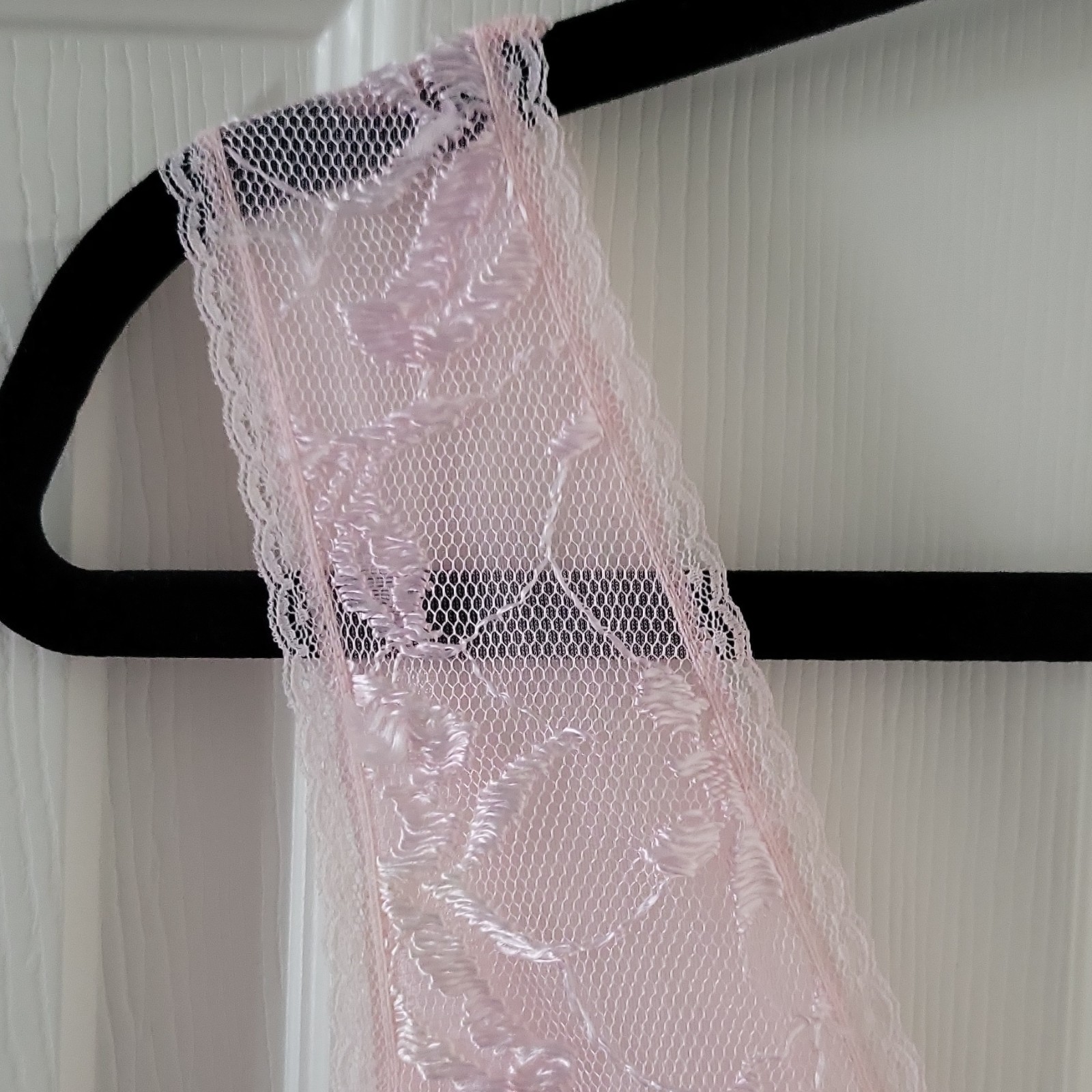 Vintage Samye Pink Lace Satin Babydoll Nightgown Regular Size L