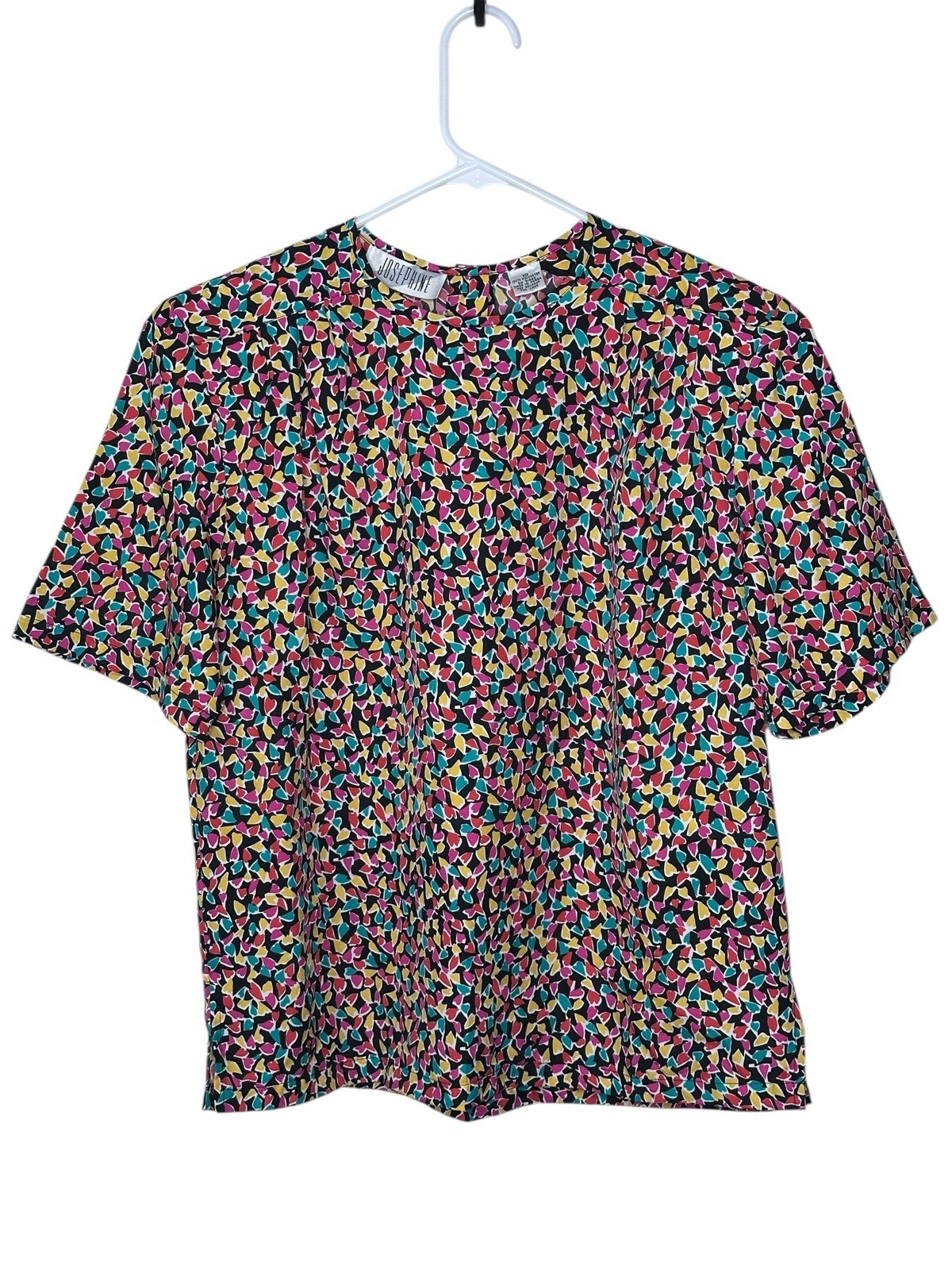 Vintage Women’s 80s 90s Josephine Colorful Hearts Shirt Medium 10 Lightweight