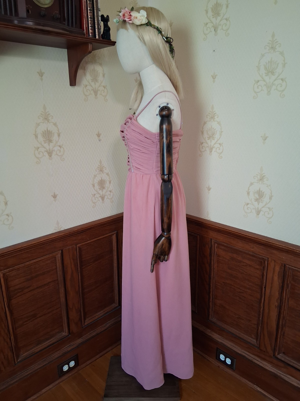Vintage 1960s Midcentury Mod Claralura Rose Rhinestone Balletcore Cocktail Dress