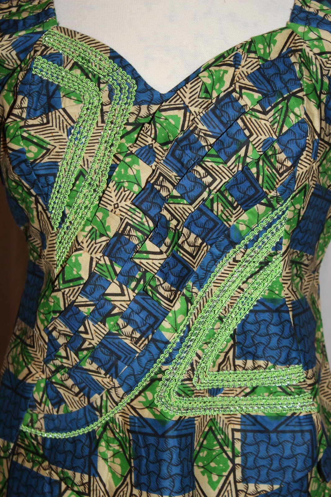Vintage Batik Print Dress Set Top Wrap Skirt Ceremonial Ethnic Tribal Medium/Lrg