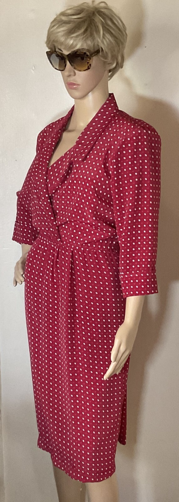 Vintage 1940s Style Pellini Petites Red Shirt Dress Made in the USA Size 7/8