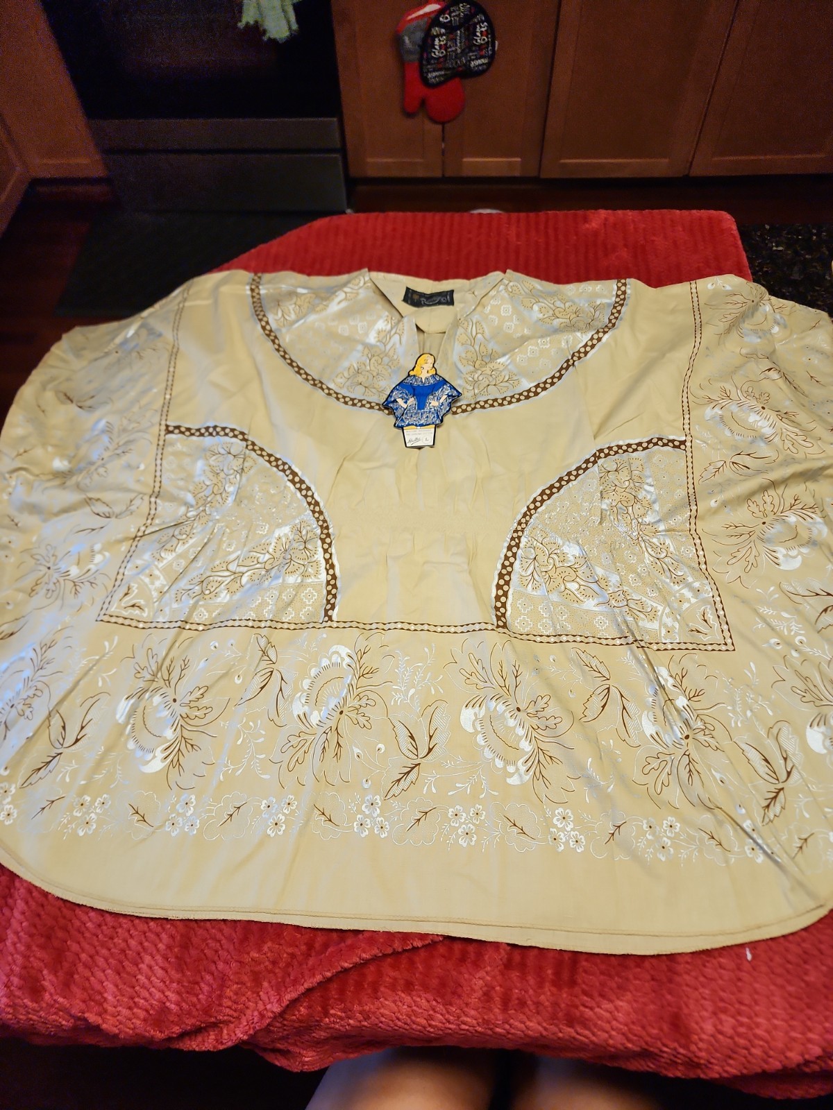 Vtg Radlee Dashiki Top Womens L 70’s Floral African Poncho Style Hippie Nwt