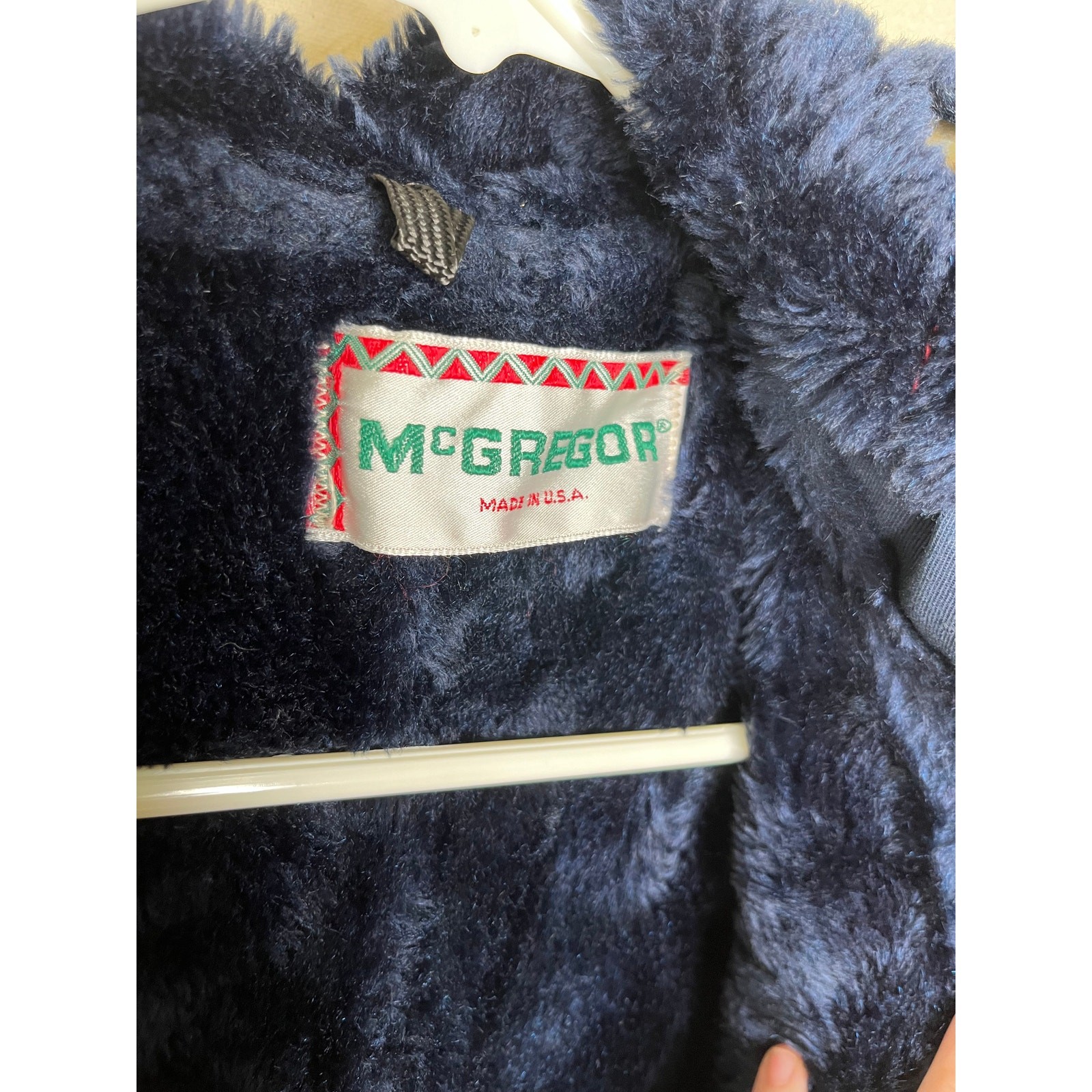 1970s McGregor Navy Ski Lodge Winter Sledding Faux Fur Lined Parka Jacket S