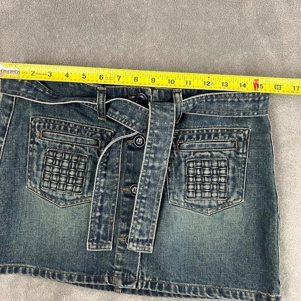 Vintage Y2K American Eagle Denim Mini Skirt Womens 4 Patina Fade Grunge