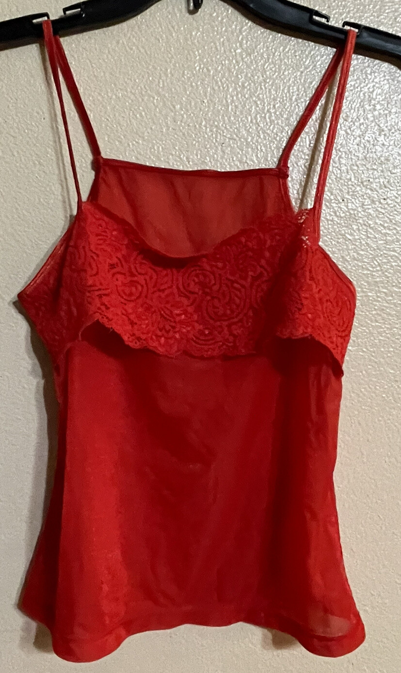 Jennifer Kelly JKS173 Red Lace Sheer L Cami Camisole Tank
