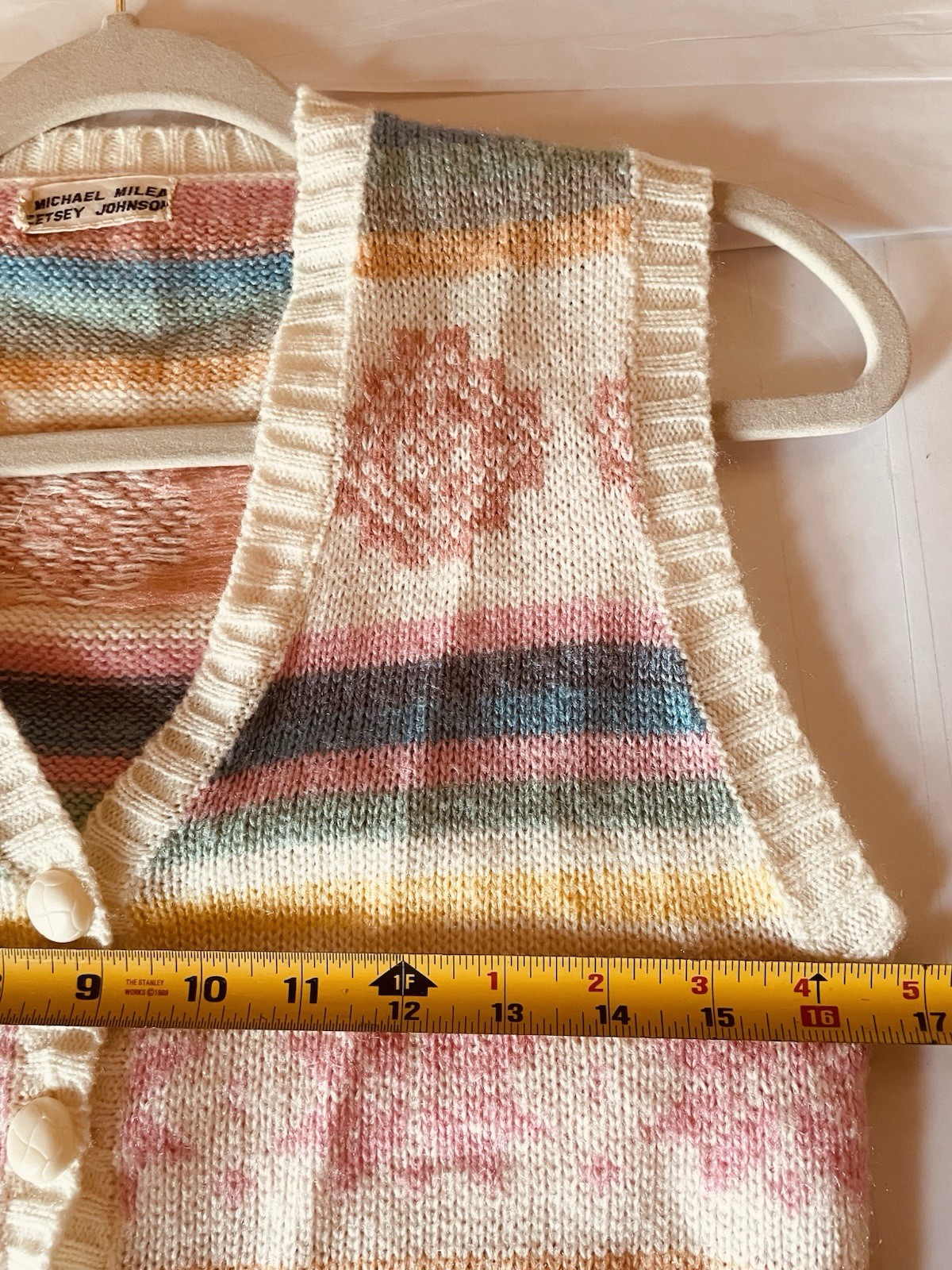 RARE 70s VTG Betsey Johnson Michael Milea Sweater Vest Pastel Kawaii S/M