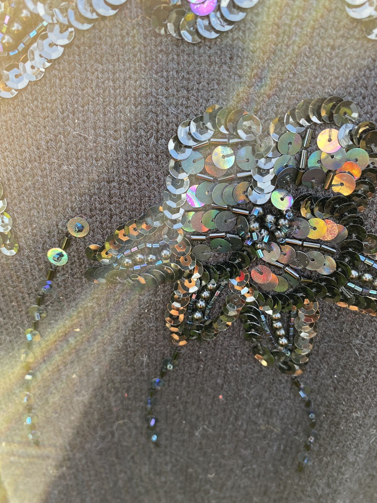 VINTAGE Black SEQUIN SWEATER 1980’s Angora Blend 42 Inch Bust