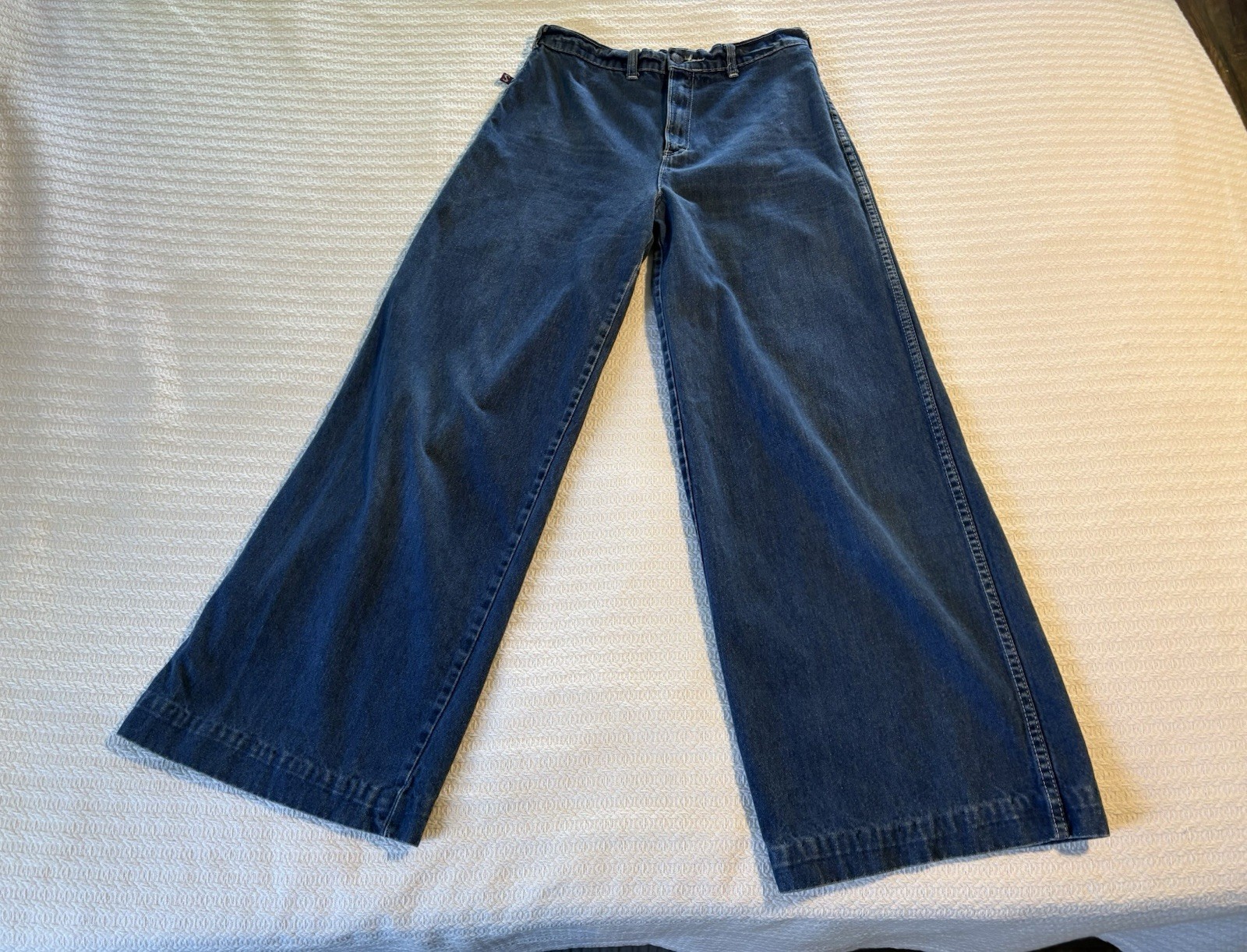 Vintage 70s Shades Classic Wide Straight Leg Jeans Stove Pipe Boho Rocker 13/14
