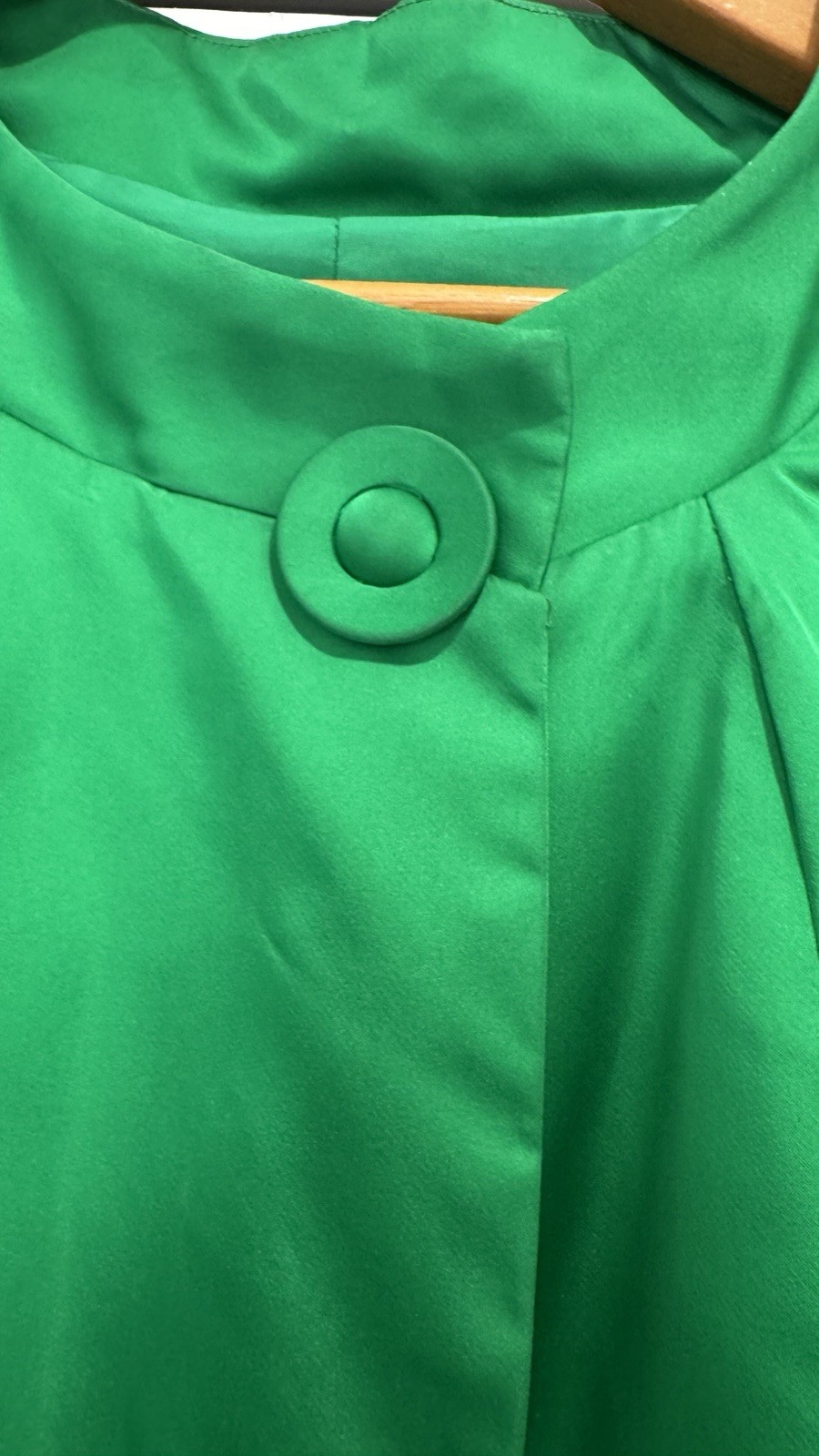 VTg Lilli Diamond Swing Coat Green Fully Lined 3/4 Sleeve Top Button
