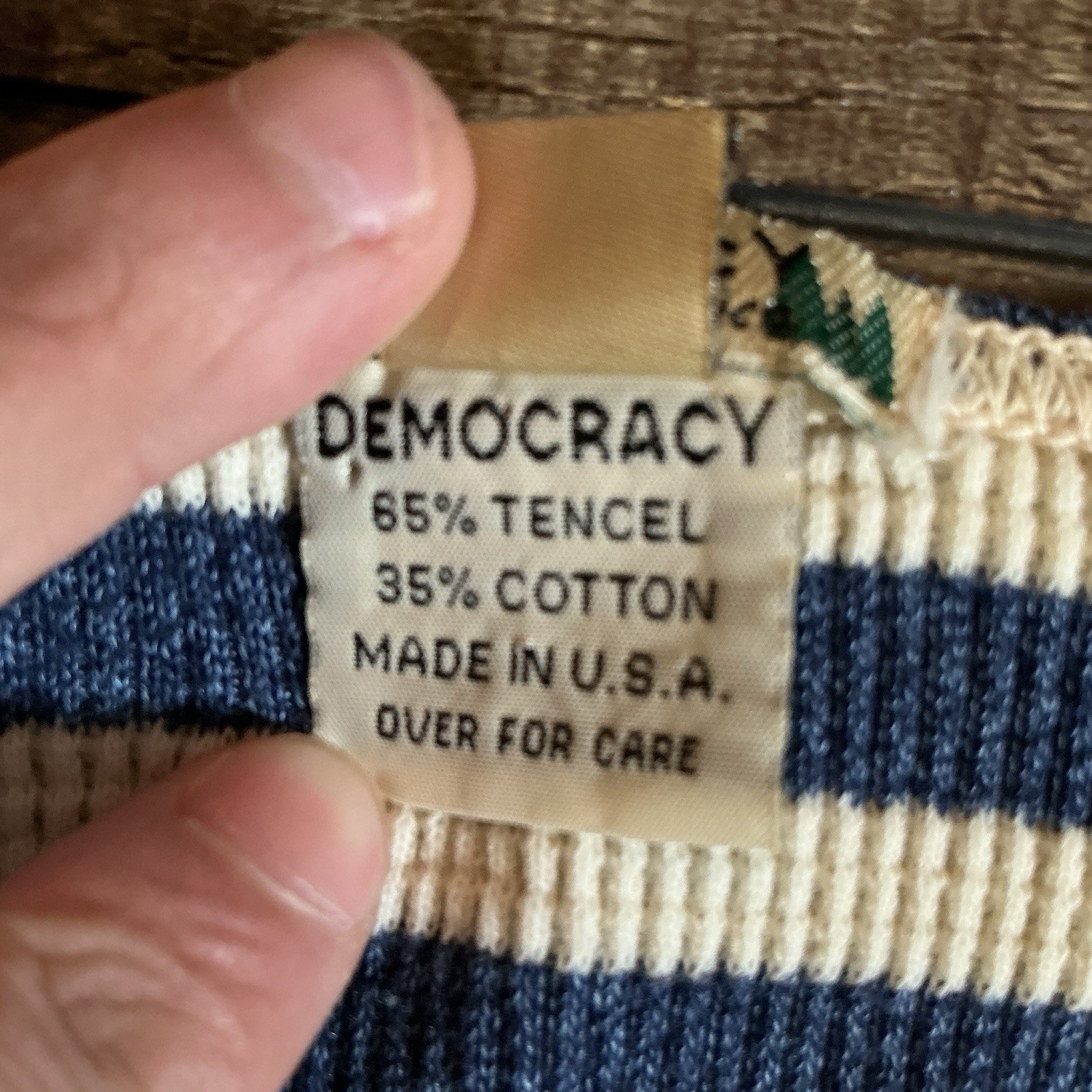VINTAGE Size 4 Democracy Denim Button Front Dress USA Made Ribbed Striped #17708