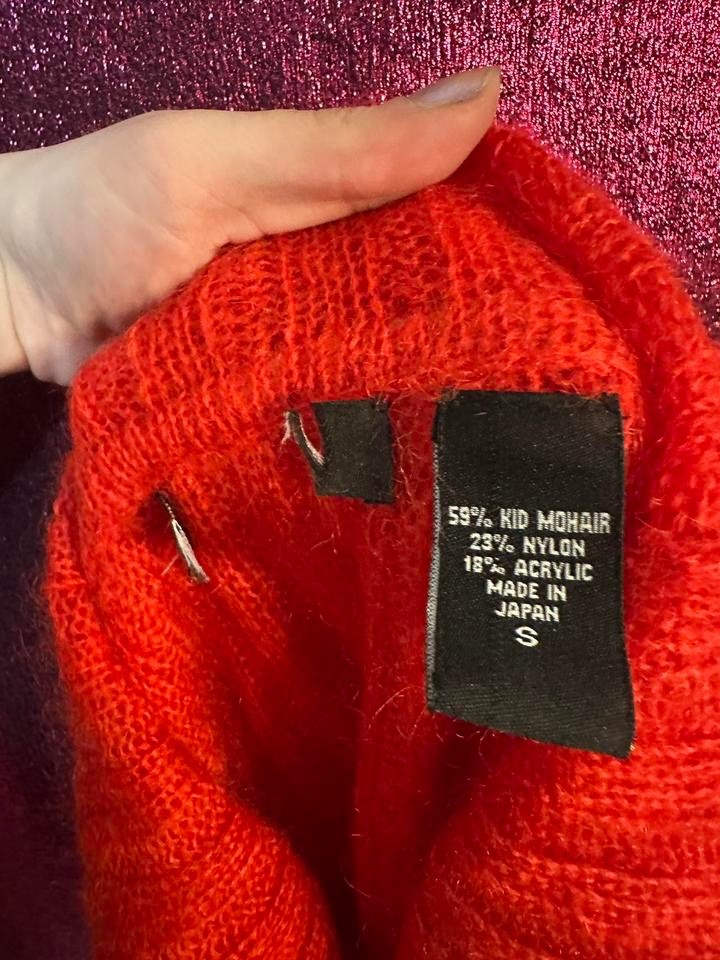 Vintage Red Kid Mohair Off-Shoulder Sweater Size Small