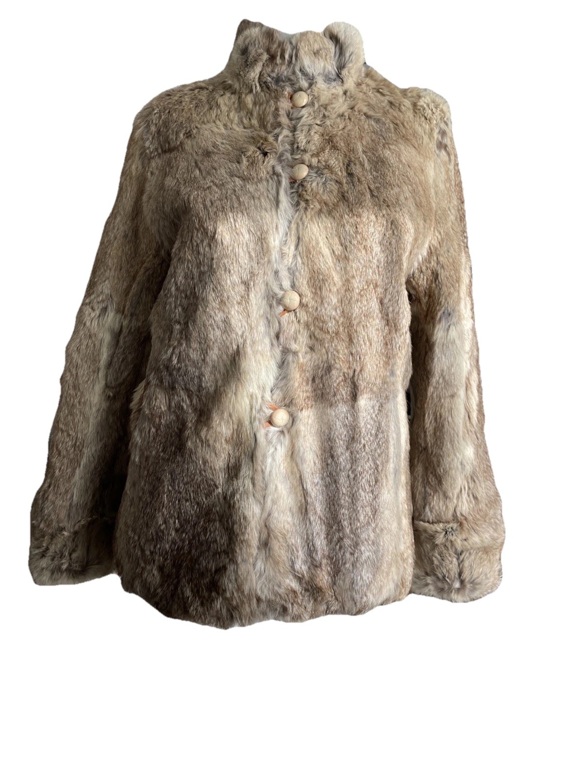 VTG 70s 80s Made in Hong Kong Reversible Rabbit Fur Coat Jacket Women’s Sz S