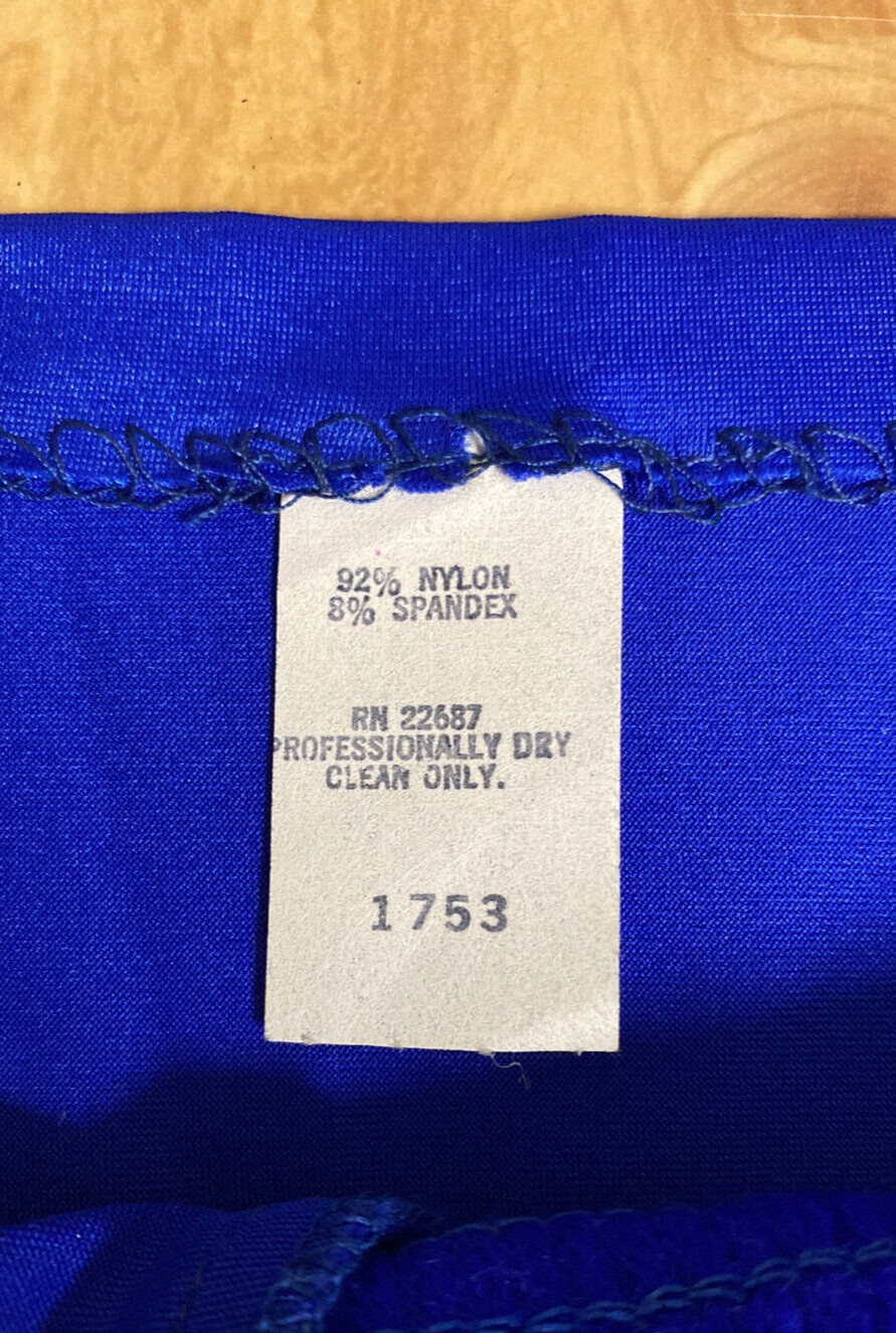WOMEN’S VINTAGE 80s SEQUIN ROYAL BLUE SHINY SPANDEX TUBE TOP BANDEAU-ONE SIZE
