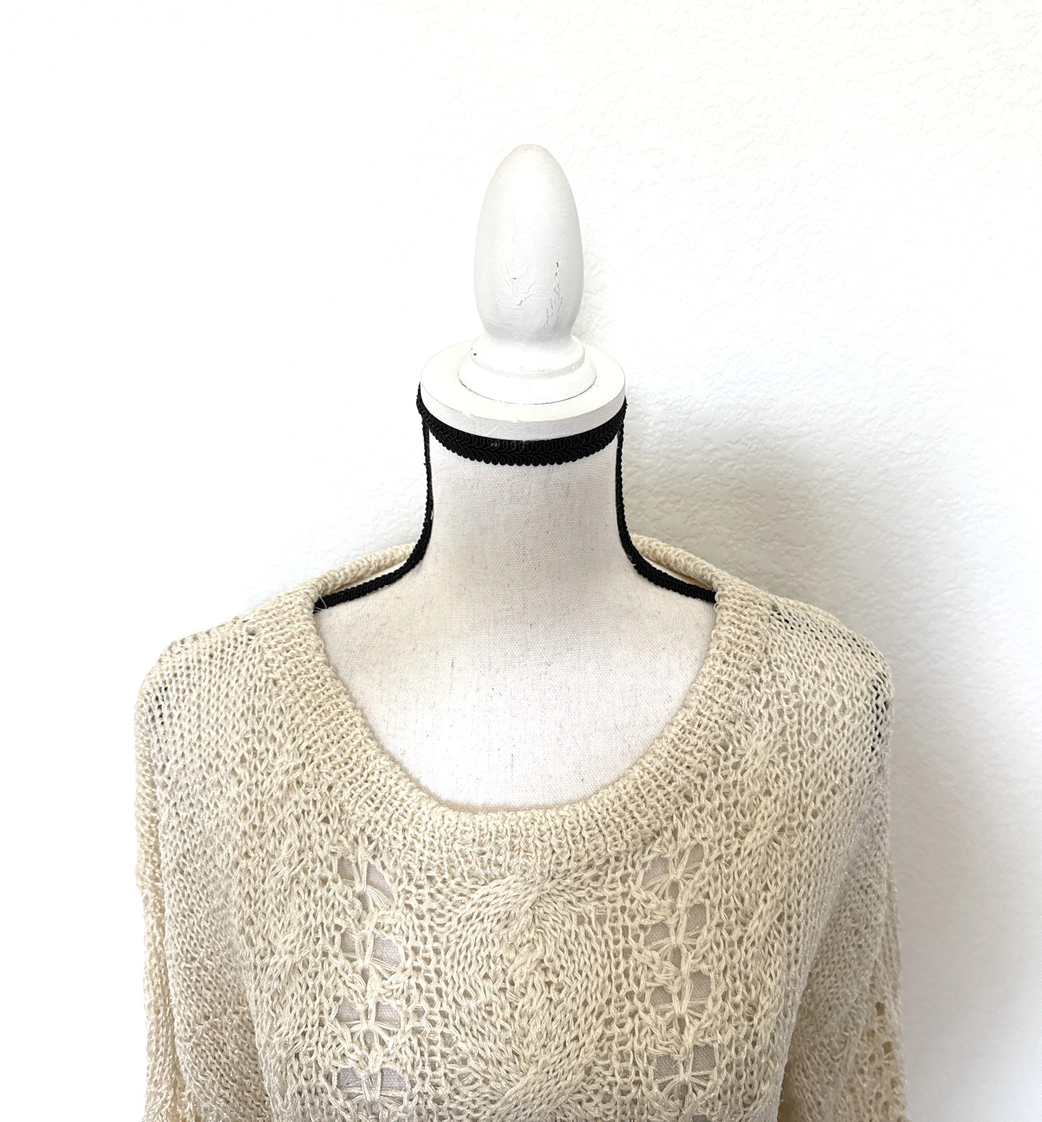 1990s Tunic Length Open Weave Designer Sweater