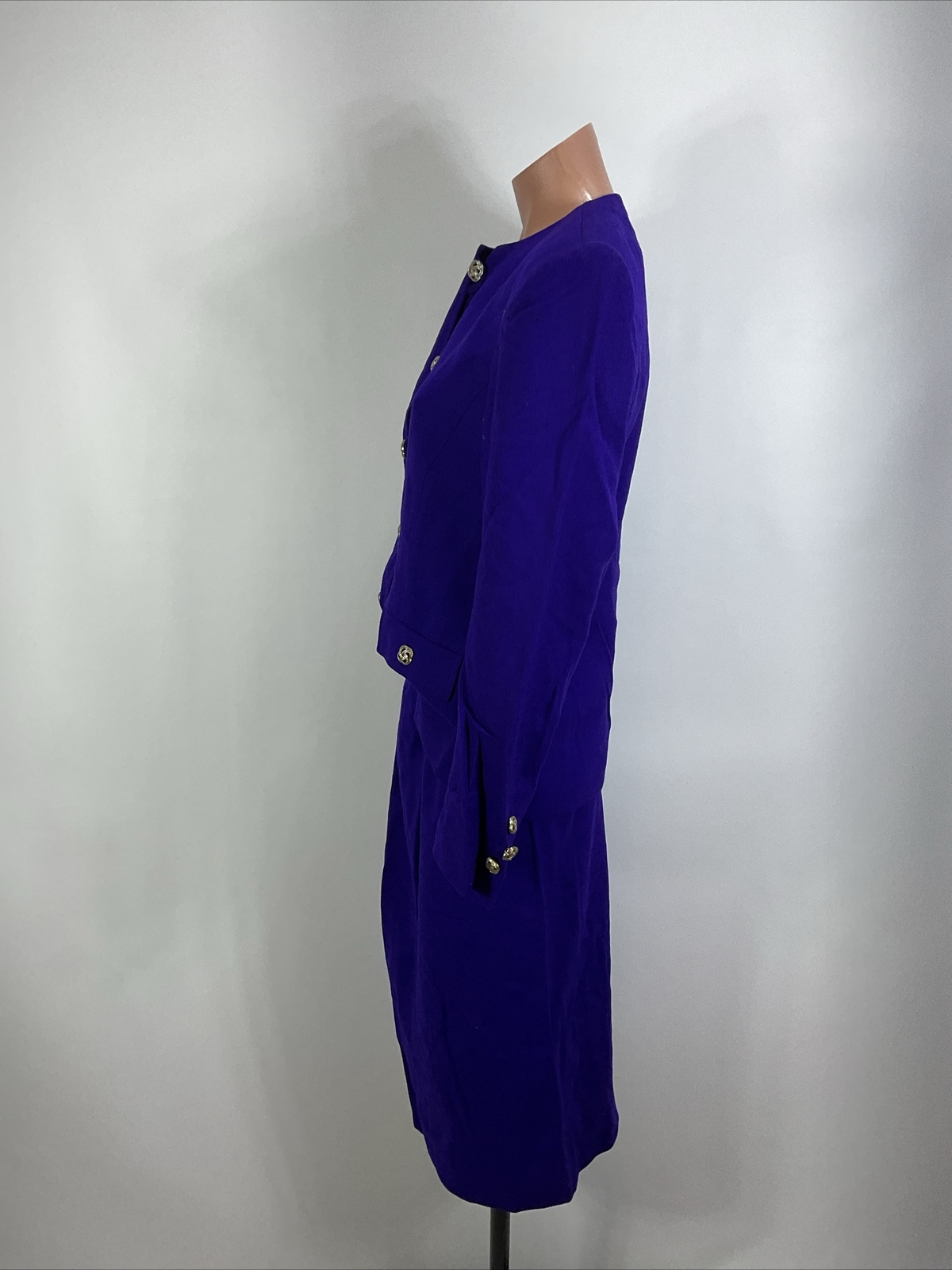 Vintage Herbert Grossman Wool Skirt Suit 2-Pc Set 6 Royal Purple Made USA