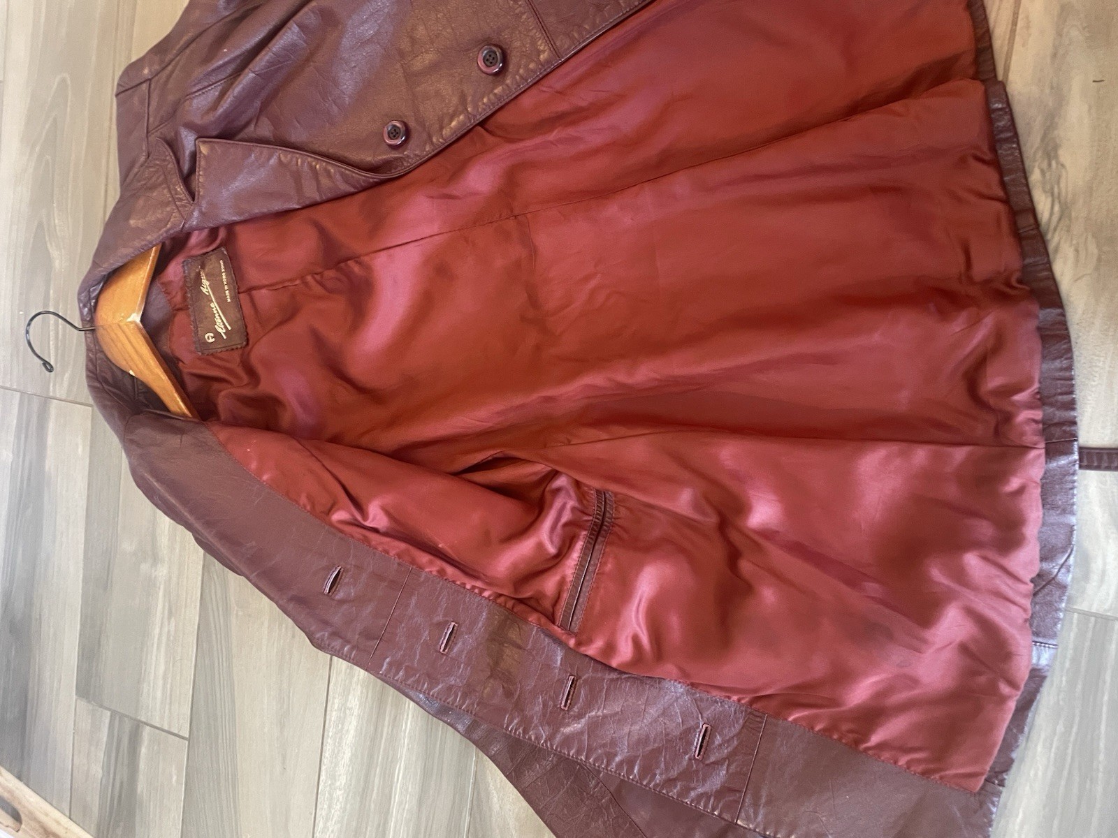 Vintage Etienne Aigner 100% Genuine Leather Burgundy Jacket