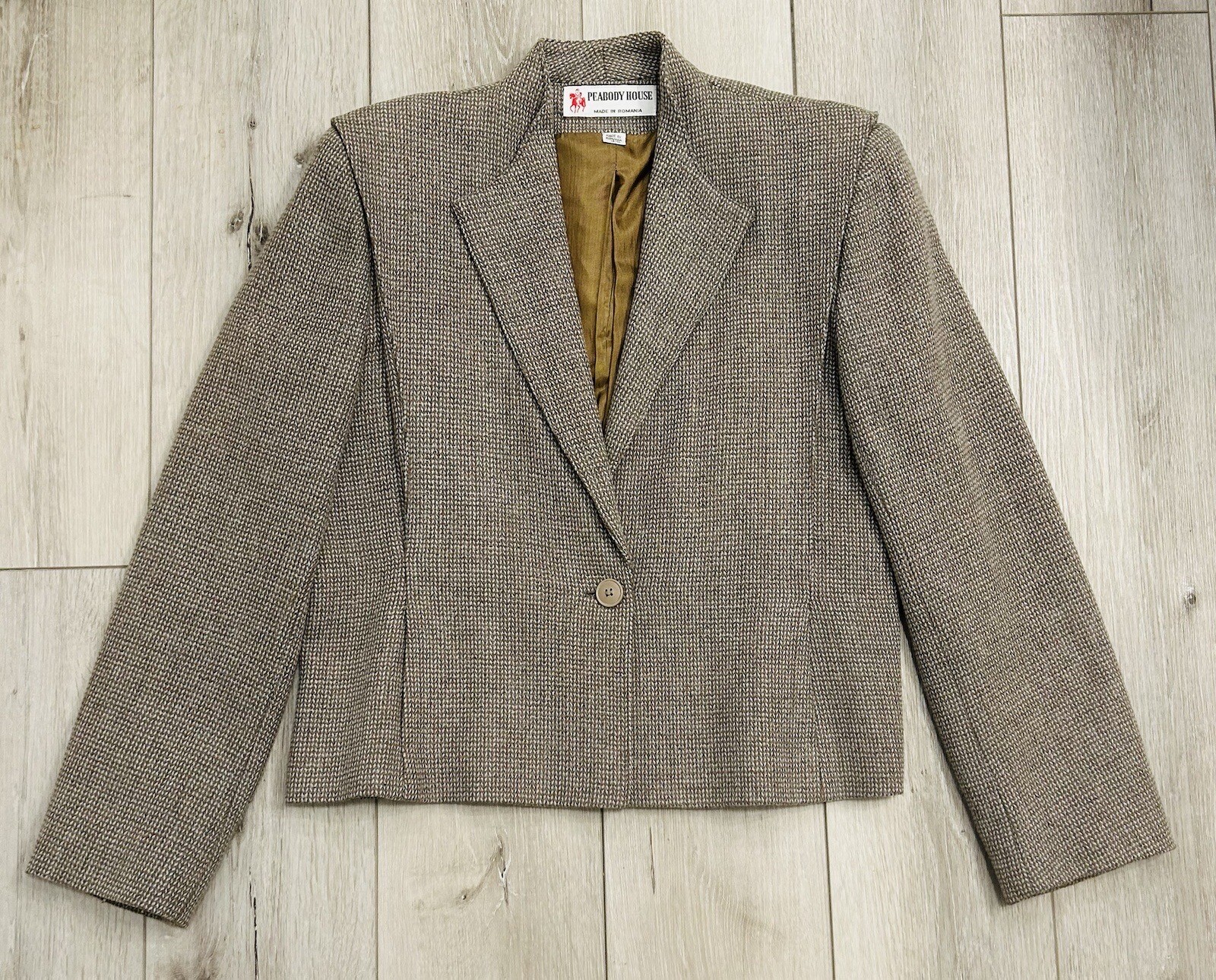 70’s Vintage Pro body House Wool Tweed Blazer SZ 13/14 Made In Romania