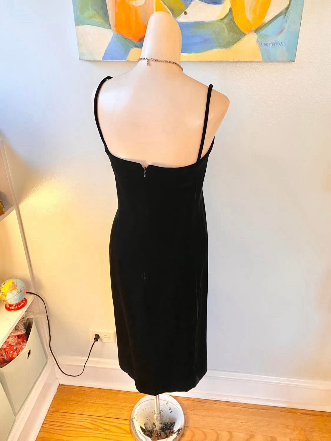 Vintage 1980s 1990s Rizkallah Velvet Evening Gown Column Dress Size XS Small