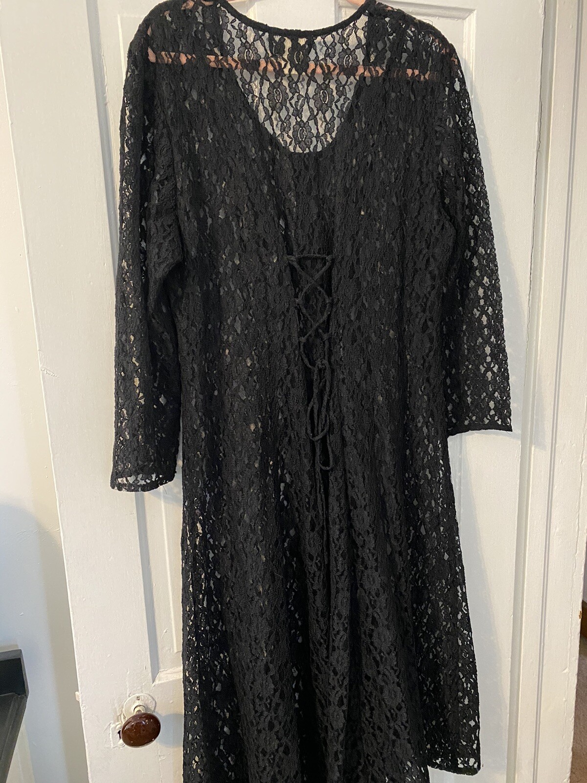 Women’s Vintage 1980’s More Jazz Black Lace Corset Dress Size 14W Goth Witchy