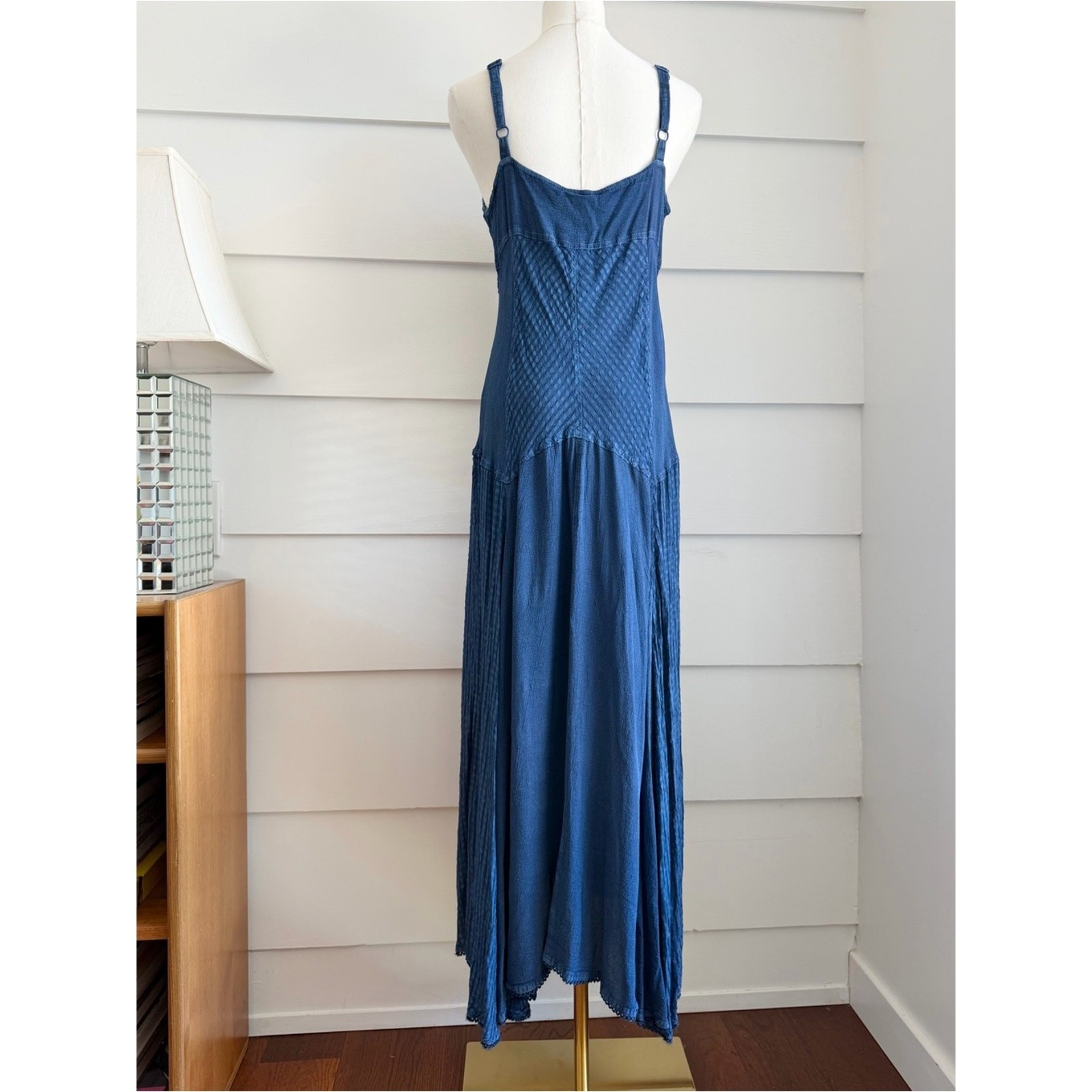 Vintage Y2K Maxi Dress Indigo Blue Fairy Made in India size L