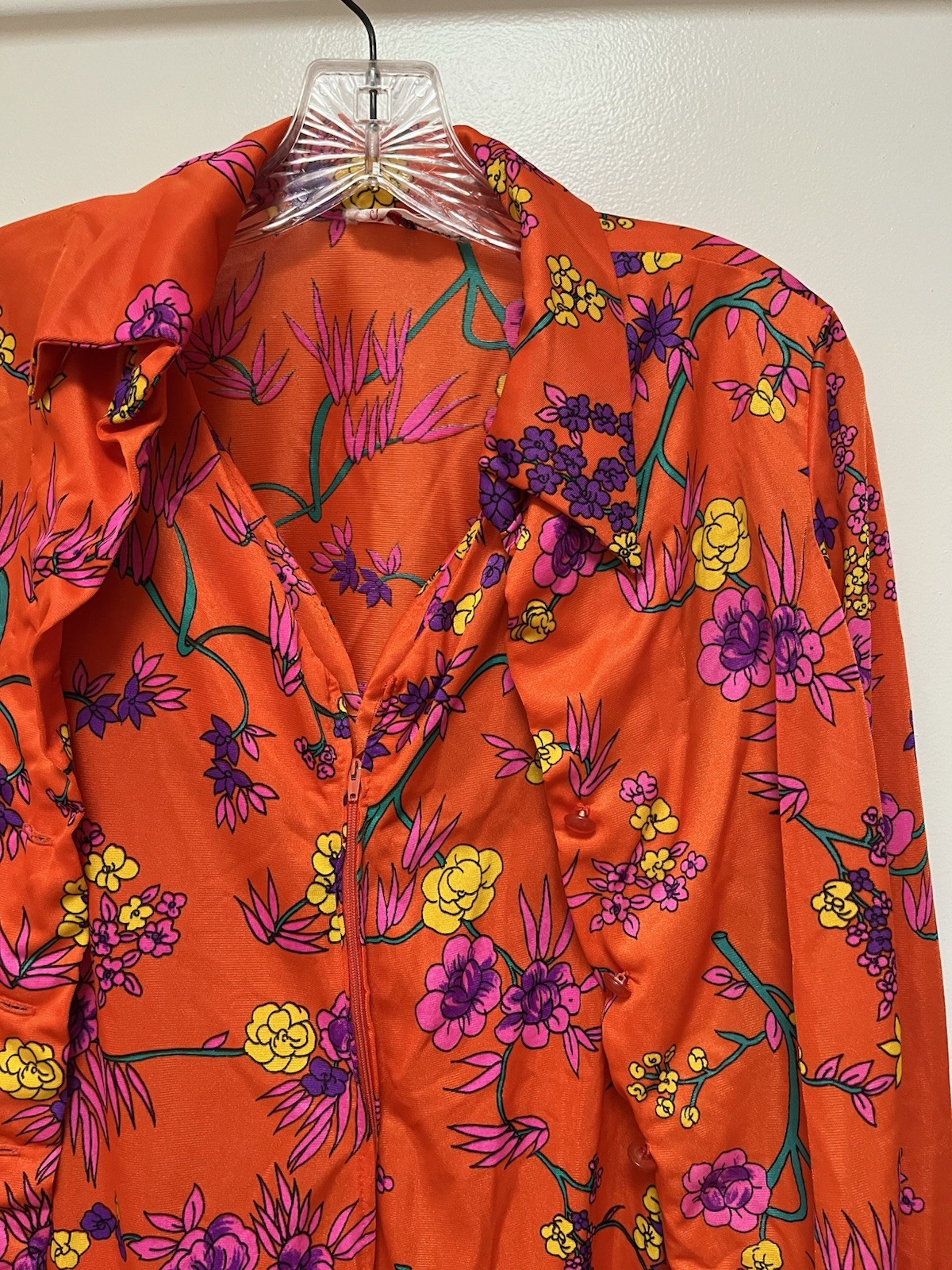 Vintage The Kollection 2 Pc Dress & Jacket Poly 1960-1970’s SZ Small Orange