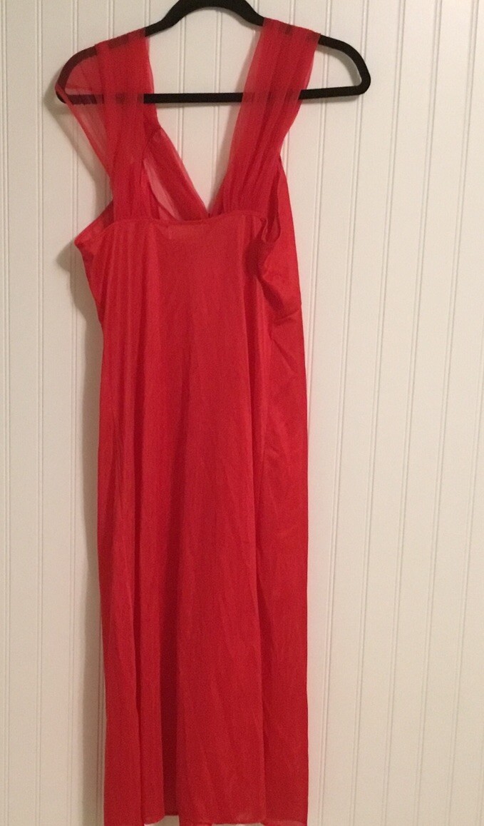 Vintage Cachet Nightgown Lingerie Red Lightweight Sleeveless (medium) Long