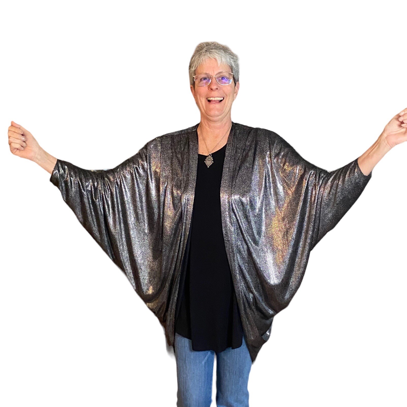 Vintage 70’s 80’s cocoon batwing dolman ￼ sleeve shimmery￼ jacket