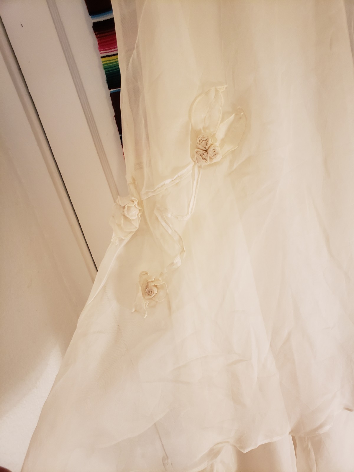 Vtg 90s Tiar Silk Organza & Linen 2 Pc Dress Long As Is Tiered Bubble Hem Sz L