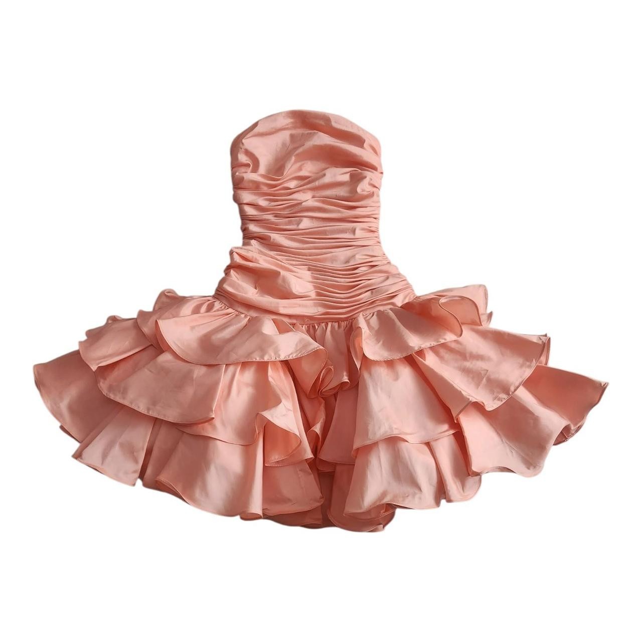 Vintage Lillie Rubin Dress AU Size 4 (US Size 0) Ruffle Mini Pink 80’s Prom