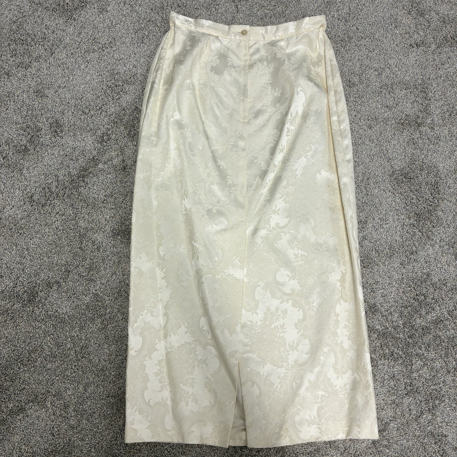 VTG Jessica McClintock Bridal Suit Sz 12 Ivory Peplum Jacket Jacquard Lace 80’s