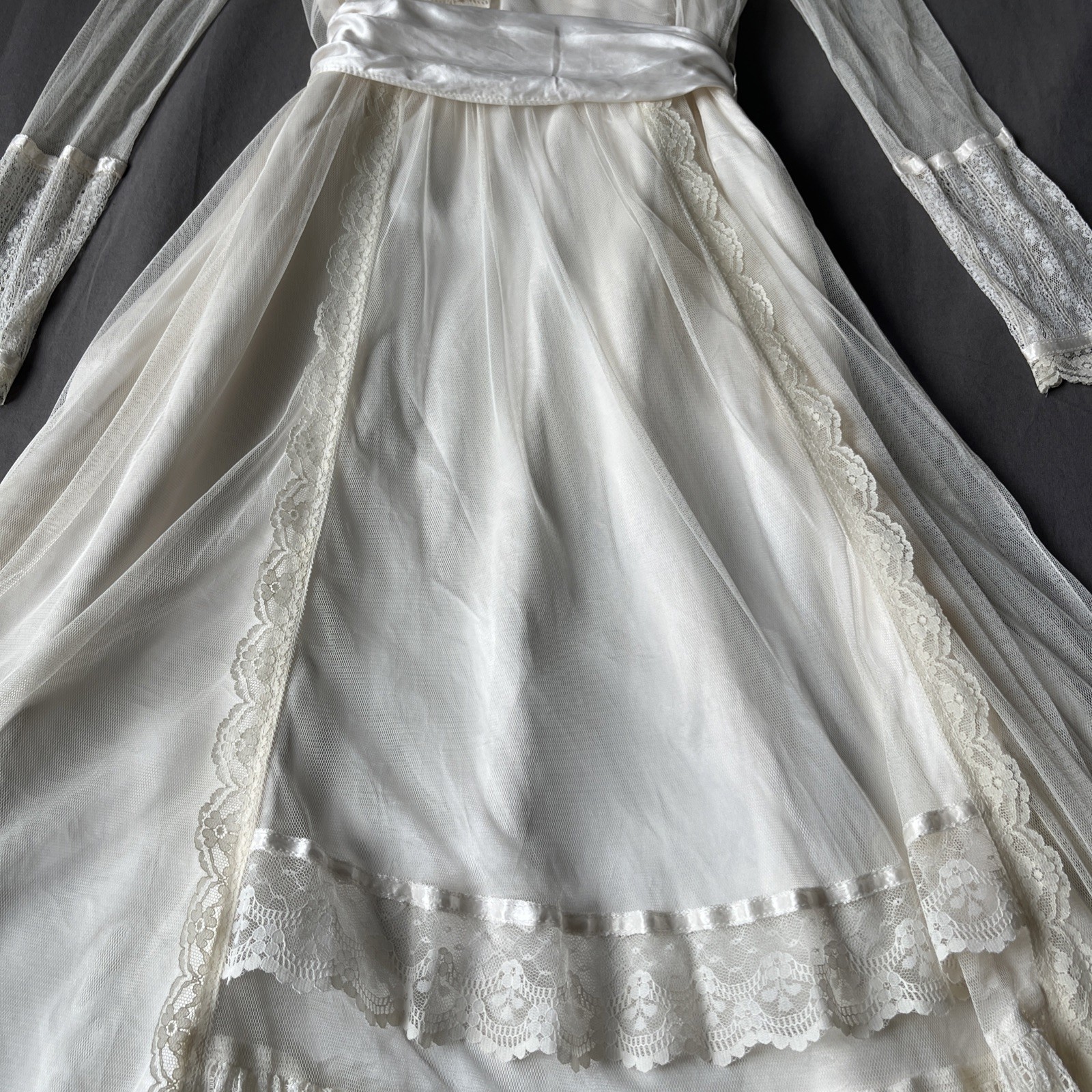 Gunne Sax 70’s Victorian Prairie Bridal Dress Crème Lace Romance Lined Rare Find