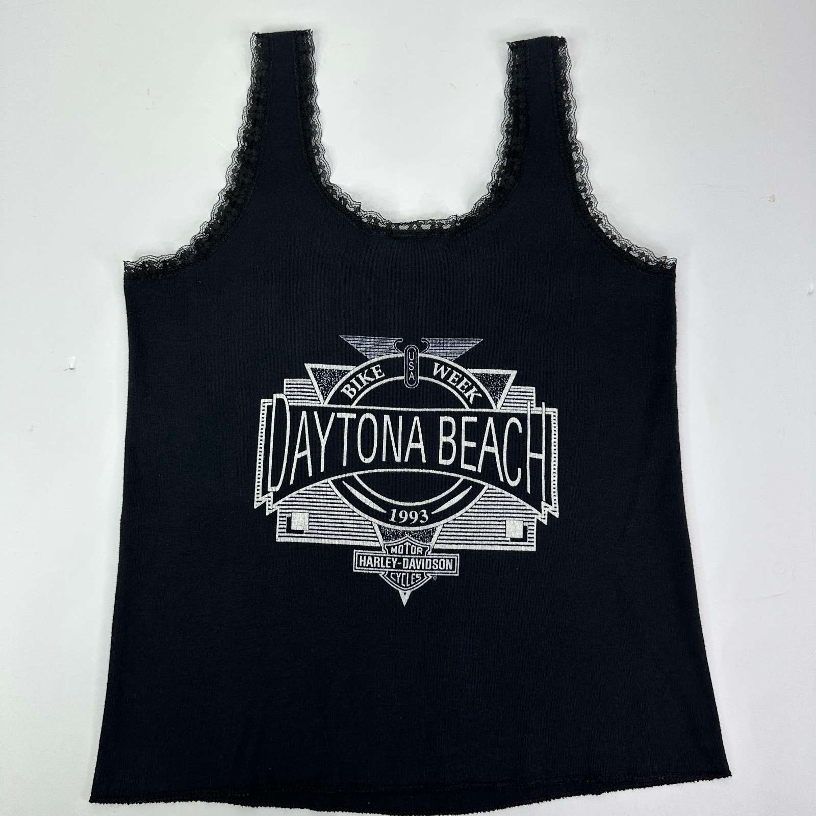 Vintage Harley-Davidson 3D Emblem Dreamcatcher Lace Tank Top Womens Large 90s