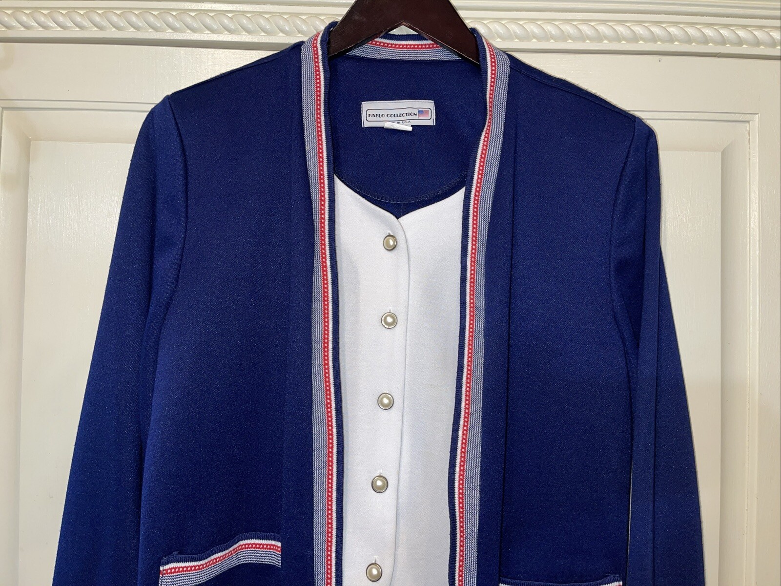 Pablo Collection Sweater Women 12 Cobalt Blue All In One Shirt Jacket Vintage
