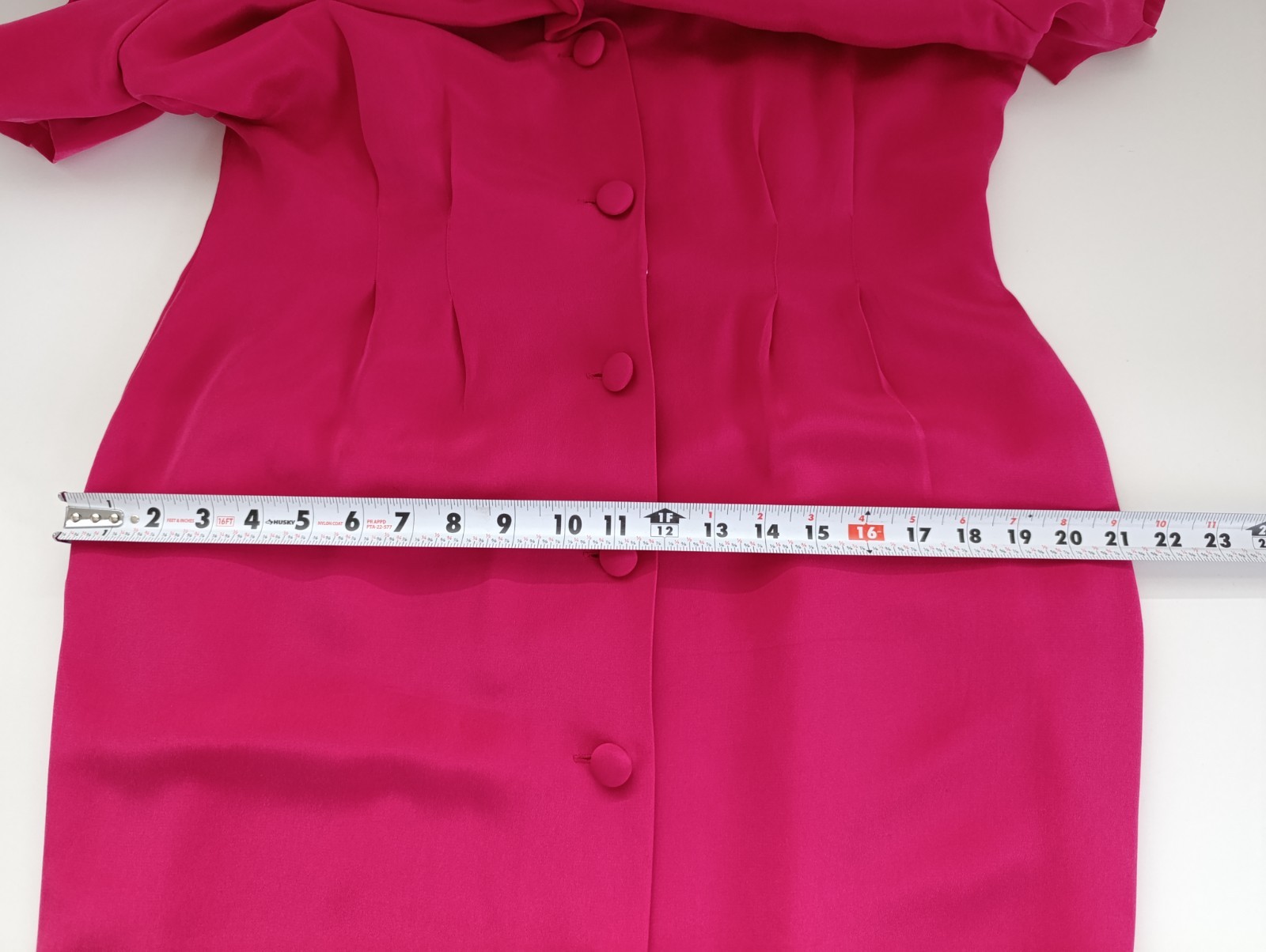 Vintage Patrick Collection 100% Pure Silk Pink Dress Button Up Pockets Size 12