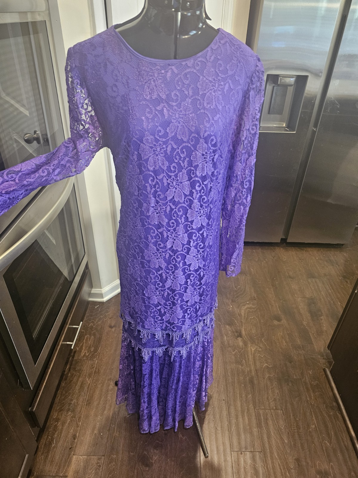Vintage Mister Jay Purple Lace Sheer Victorian Long Dress Large/XL