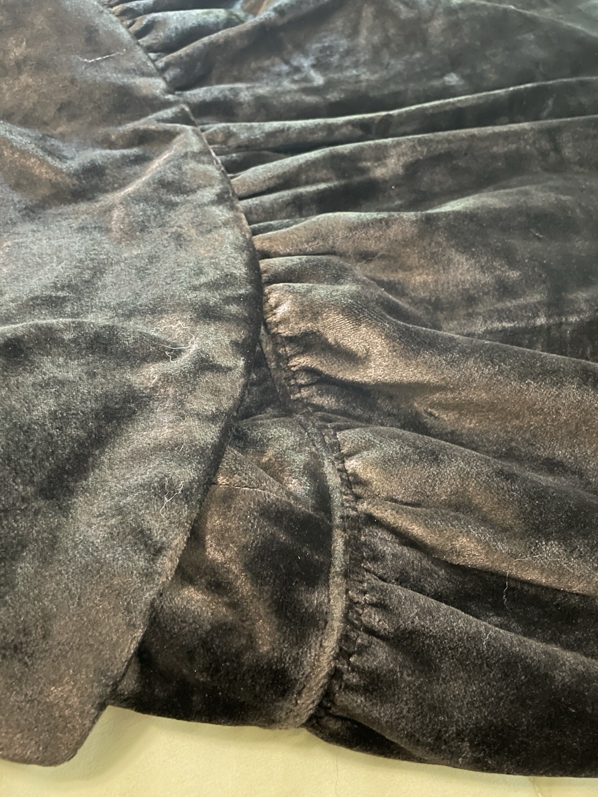 VTG 1930s Velvet Opera Cape Cloak Art Deco Floral Rayon Satin Lining &Belt Black
