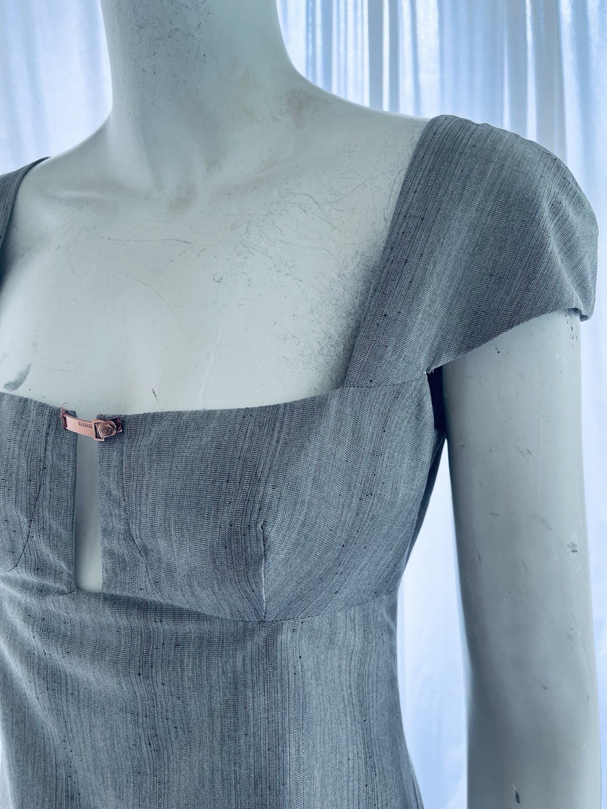 Gianni Versace Vintage 1990s Cocktail Dress Metal Logo Clasp Circa 94-96