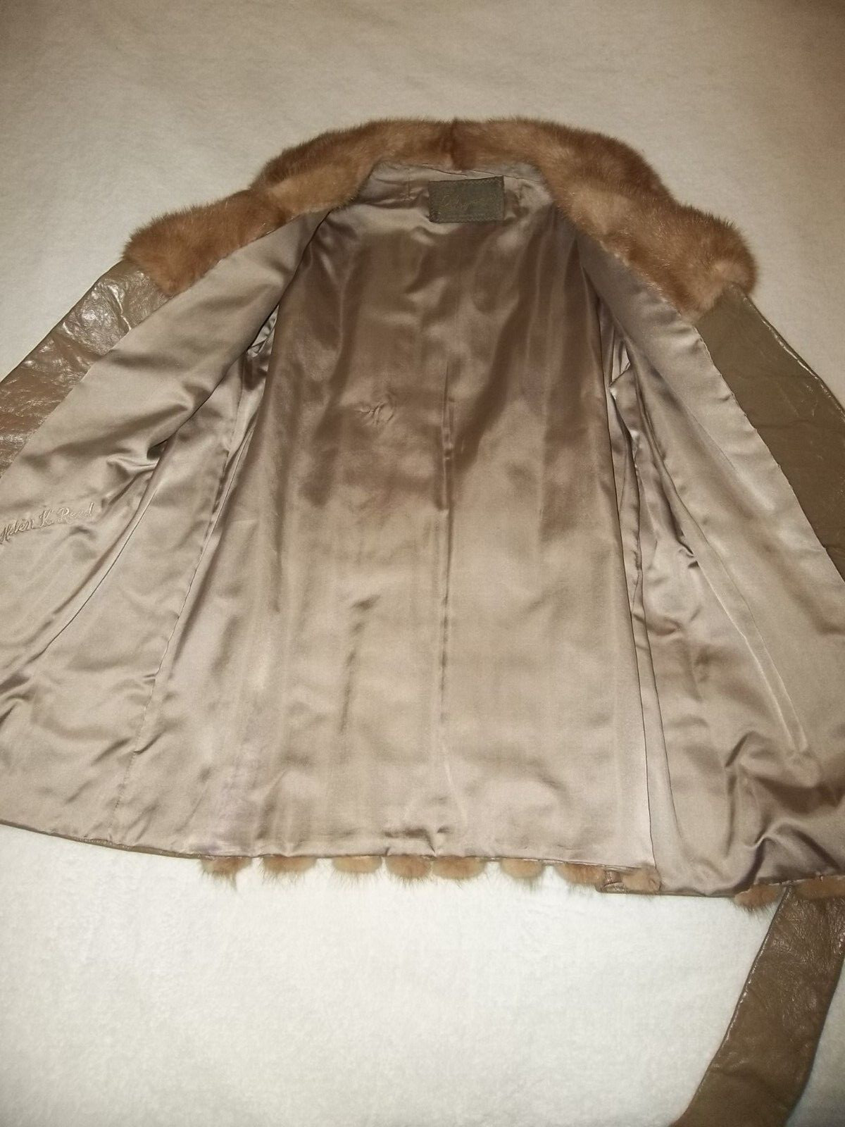 POLOGEORGIS FUR & LEATHER COAT JACKET TAUPE/ LIGHT BROWN