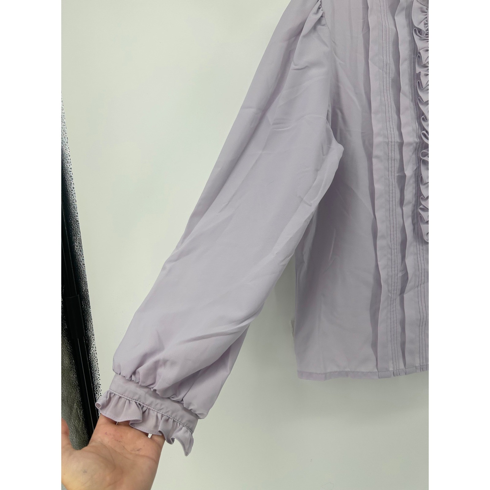 Vintage Donnkenny Lavender Ruffle Pintuck Blouse Victorian Purple Top Size 18
