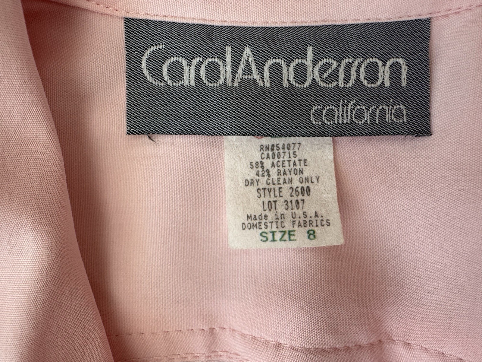 Vintage 80s Carol Anderson Dress Pink Belted Midi NWT Size 8 Power Shoulder USA