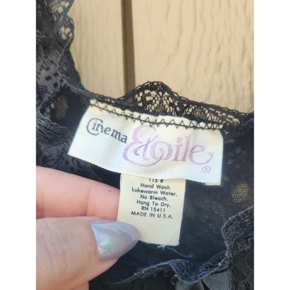 Vintage 90s Whimsigoth Retro Lace Stretch Slip Dress Black Fairy Artsy 1995 Core